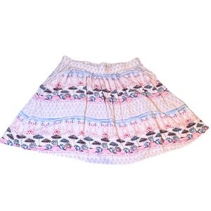 Lauren Conrad Beach Umbrella Print Mini Skirt Pink Blue Rayon Pockets Medium